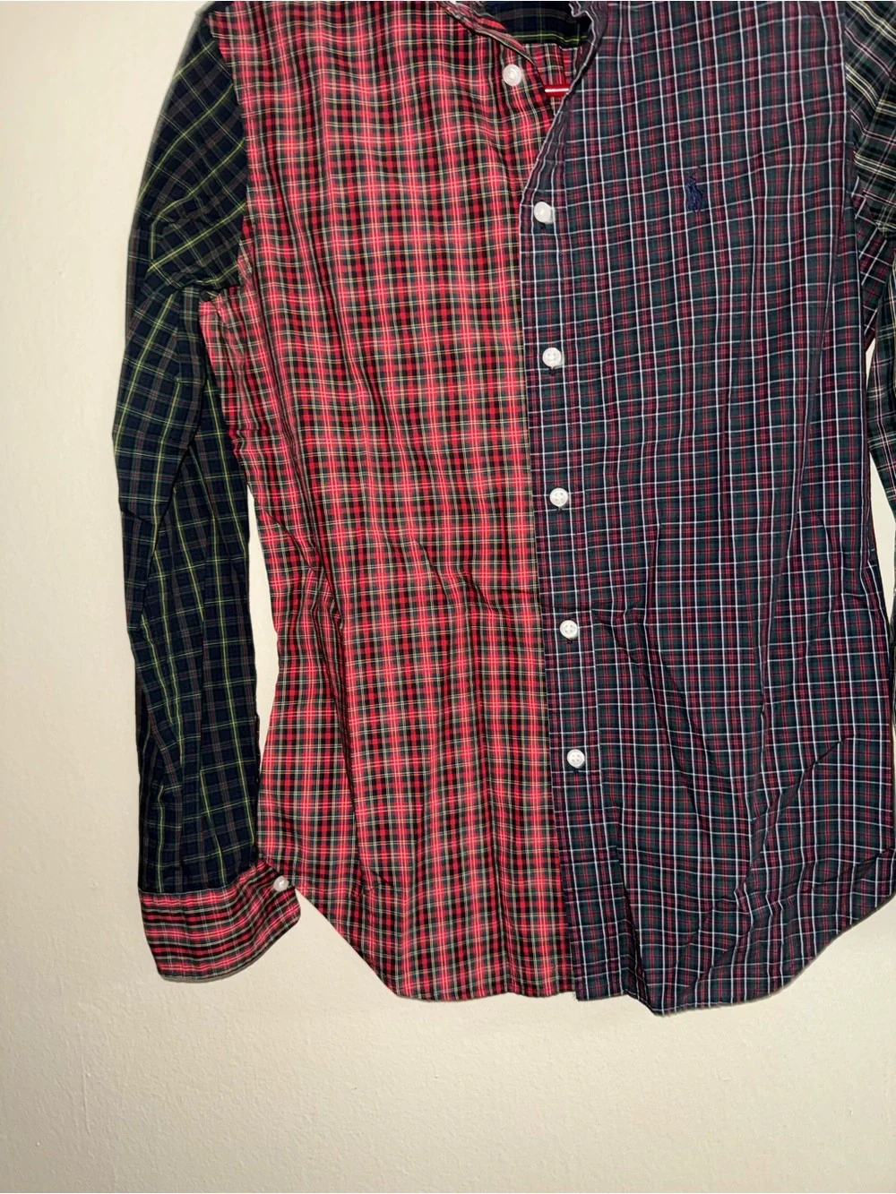 Boys Ralph Lauren Men’s Mixed Plaid Button-Down Shirt - Red, Black, Green